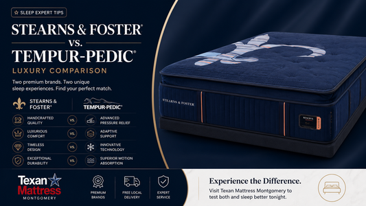 Stearns & Foster vs TEMPUR-Pedic luxury mattress comparison at Texan Mattress Montgomery, TX