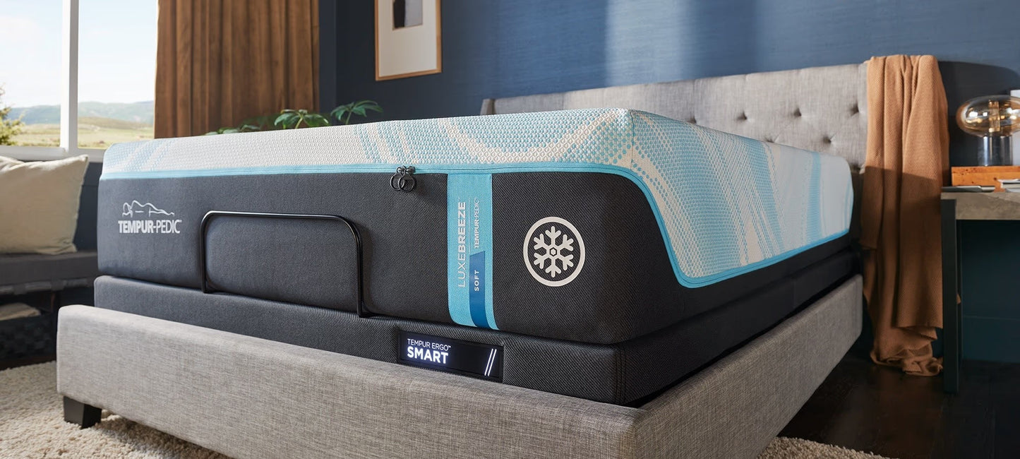TEMPUR-LuxeBreeze cooling mattress in a bedroom setting