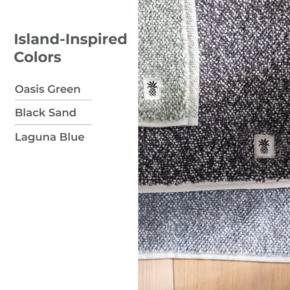 Cariloha Two-Tone Bamboo Bath Mat island-inspired colors