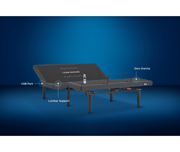 TEMPUR-Ergo Power base raised to head-up position with mattress