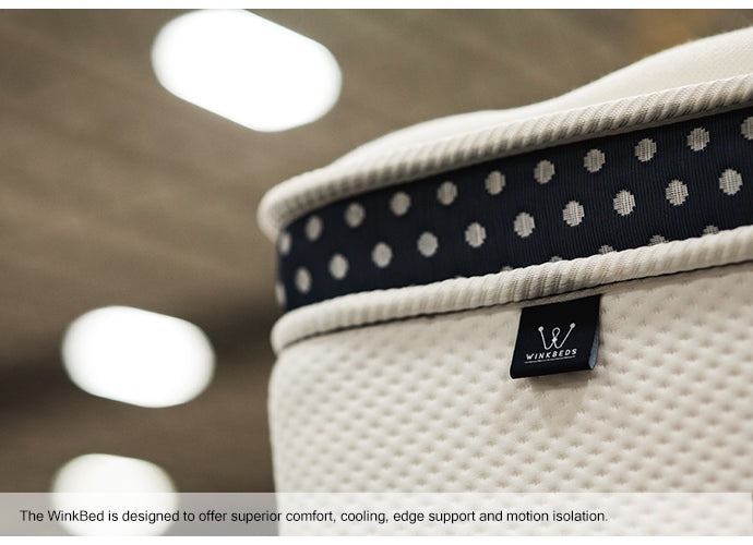WinkBed hybrid mattress shown with an adjustable base